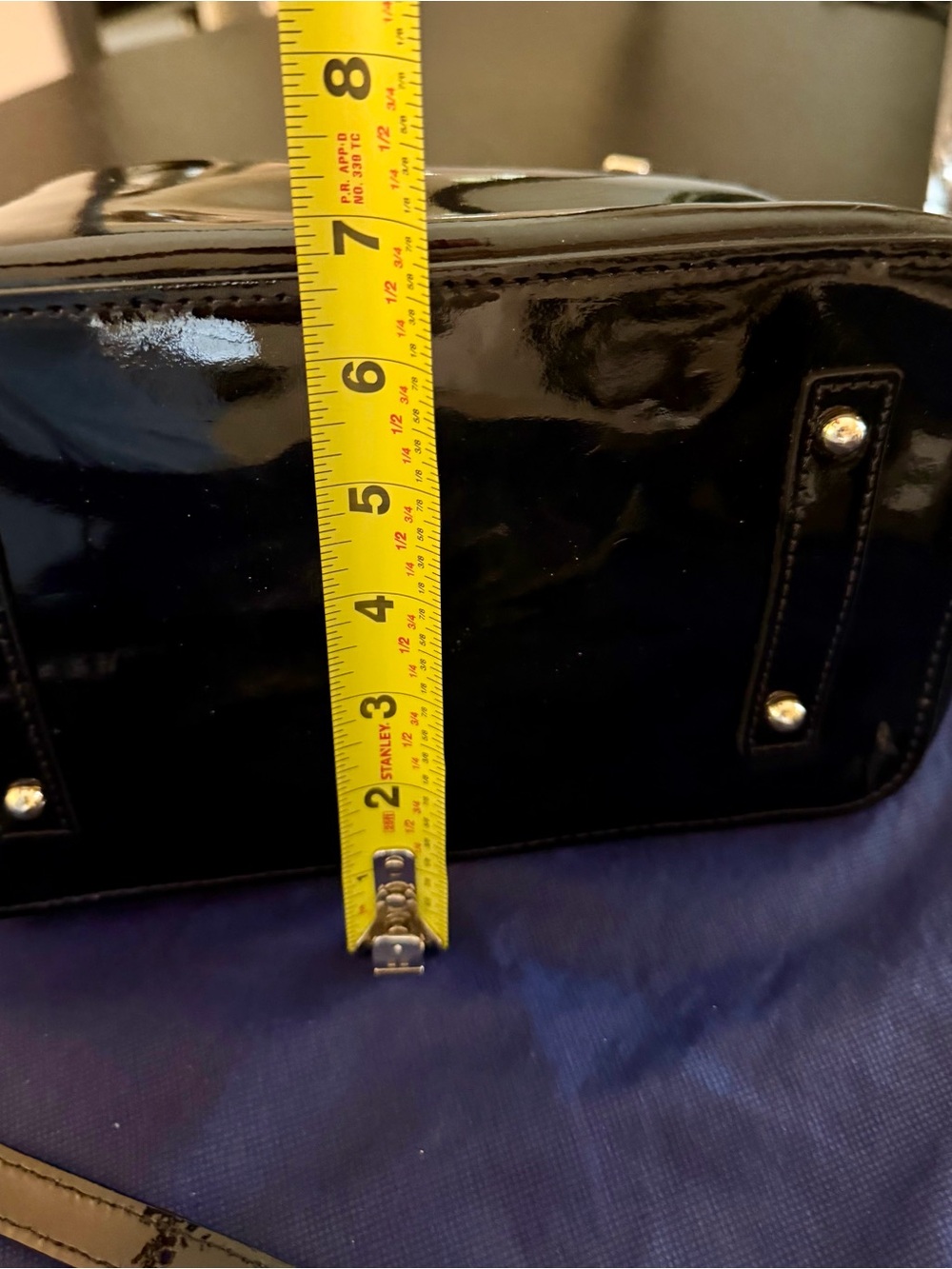 Dooney & Bourke Black Patent Leather Dome Satchel with Crossbody Strap - Picture 9 of 12